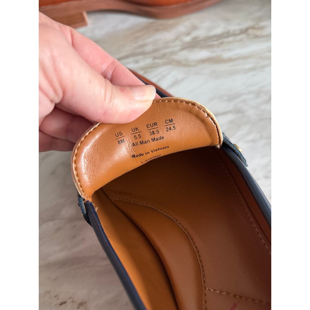 Franco Sarto Women's Edith 2 Penny Loafers Size 8 Cream Navy Brown Colorblock - Picture 10 of 10